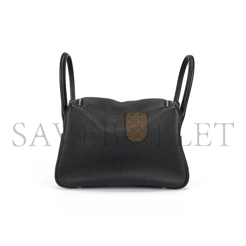 H**mes LINDY 26 CLEMENCE LEATHER BLACK TOTE BAG (26*18*12cm)